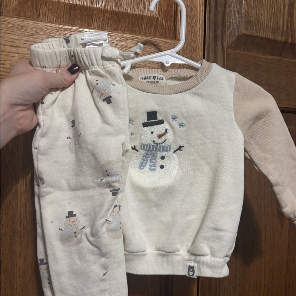 Rabbit Bear Kids Snowman Matching Set - Cream